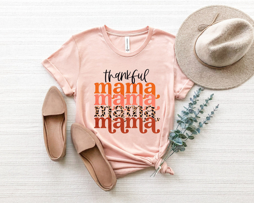 Thankful Mama Shirt, Thanksgiving Autumn Women's Tee