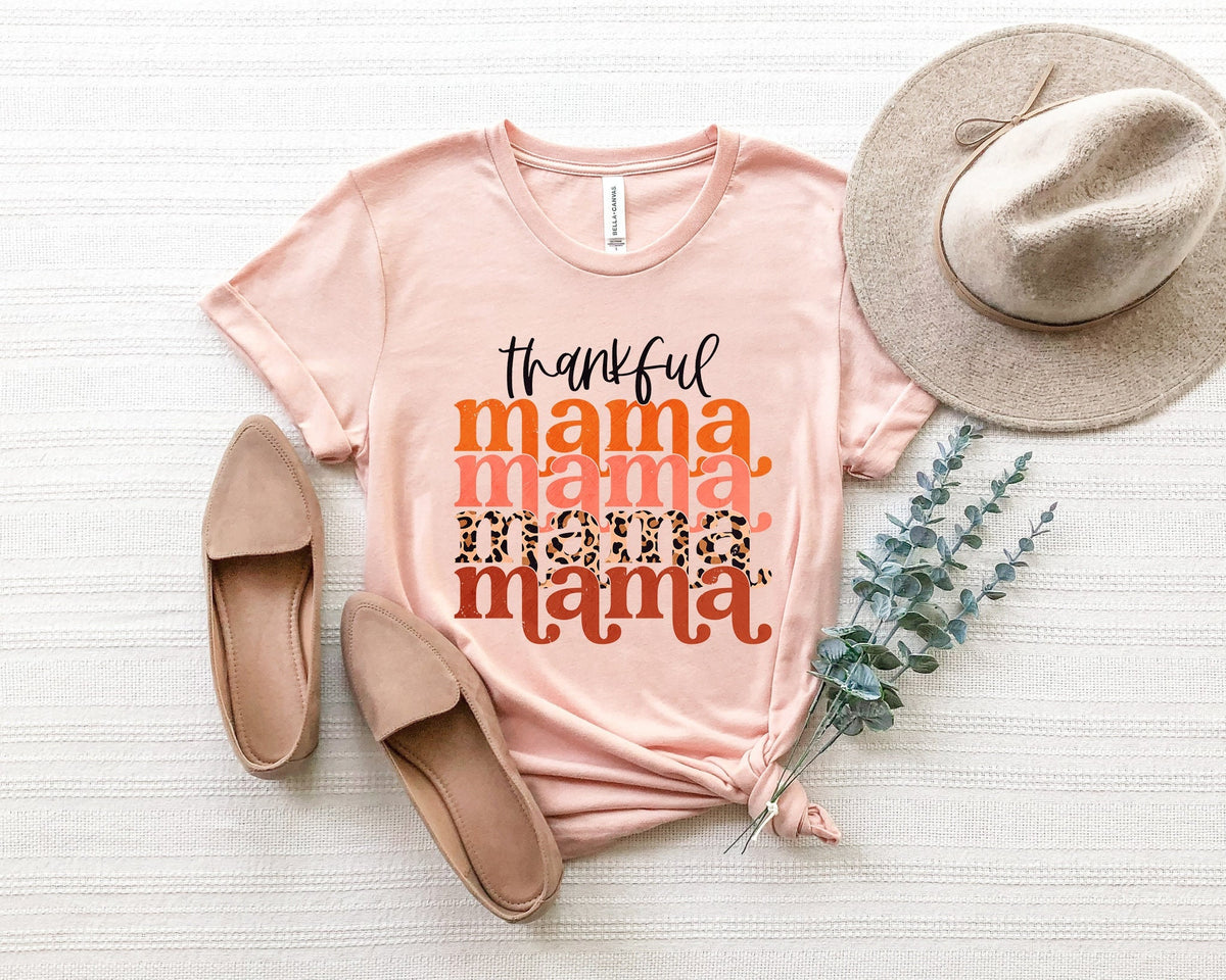 Thankful Mama Shirt, Thanksgiving Autumn Women's Tee