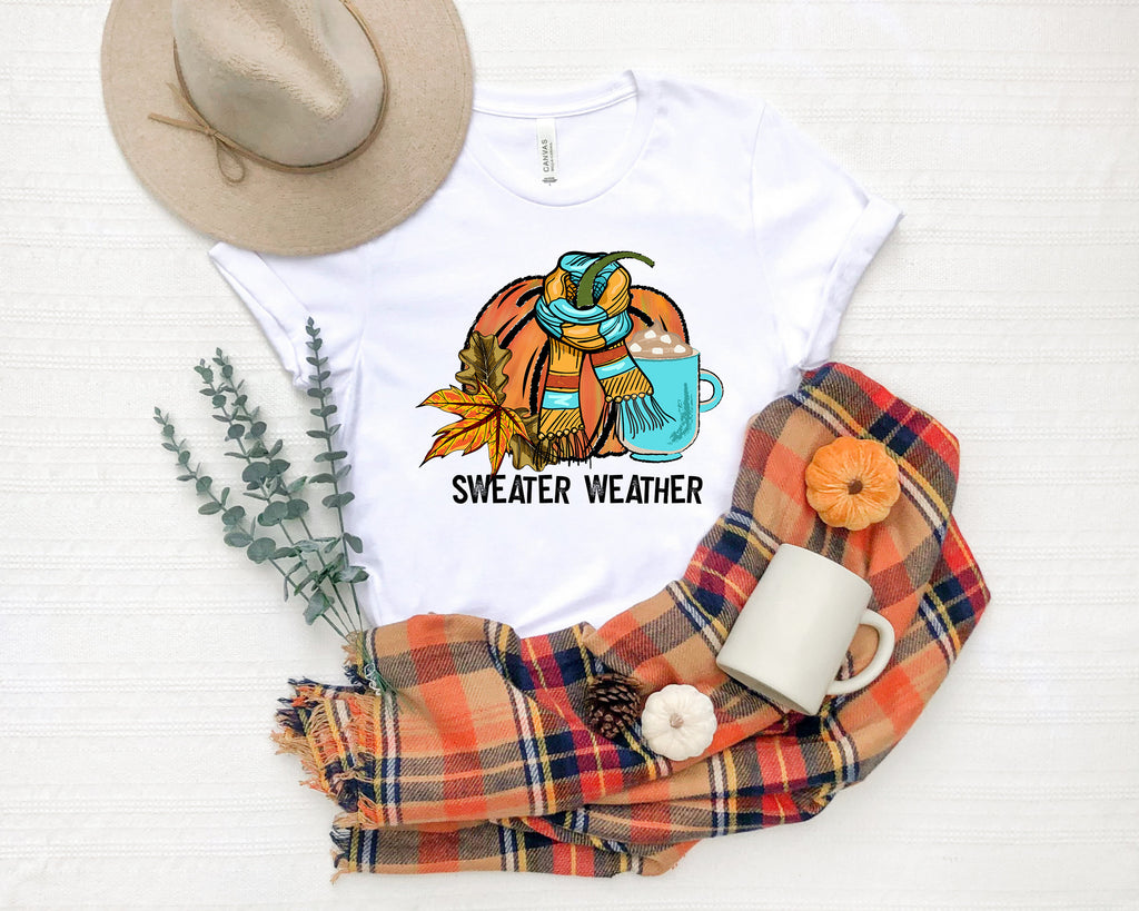 Sweater Weather Shirt: Fall Thanksgiving Pumpkin Tee