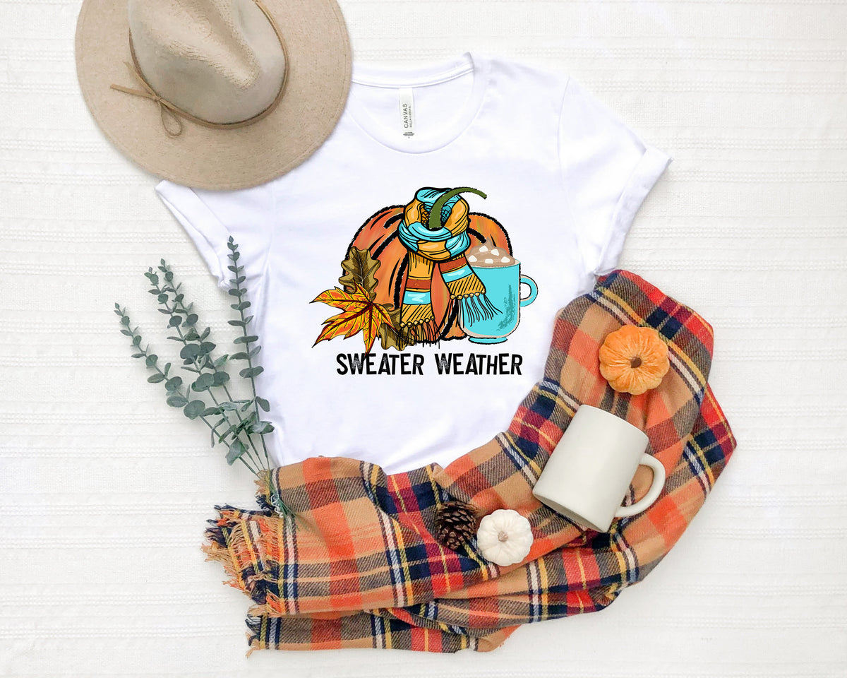 Sweater Weather Shirt: Fall Thanksgiving Pumpkin Tee