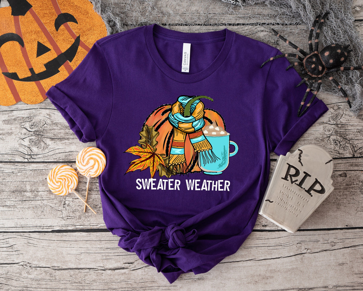 Sweater Weather Shirt: Fall Thanksgiving Pumpkin Tee