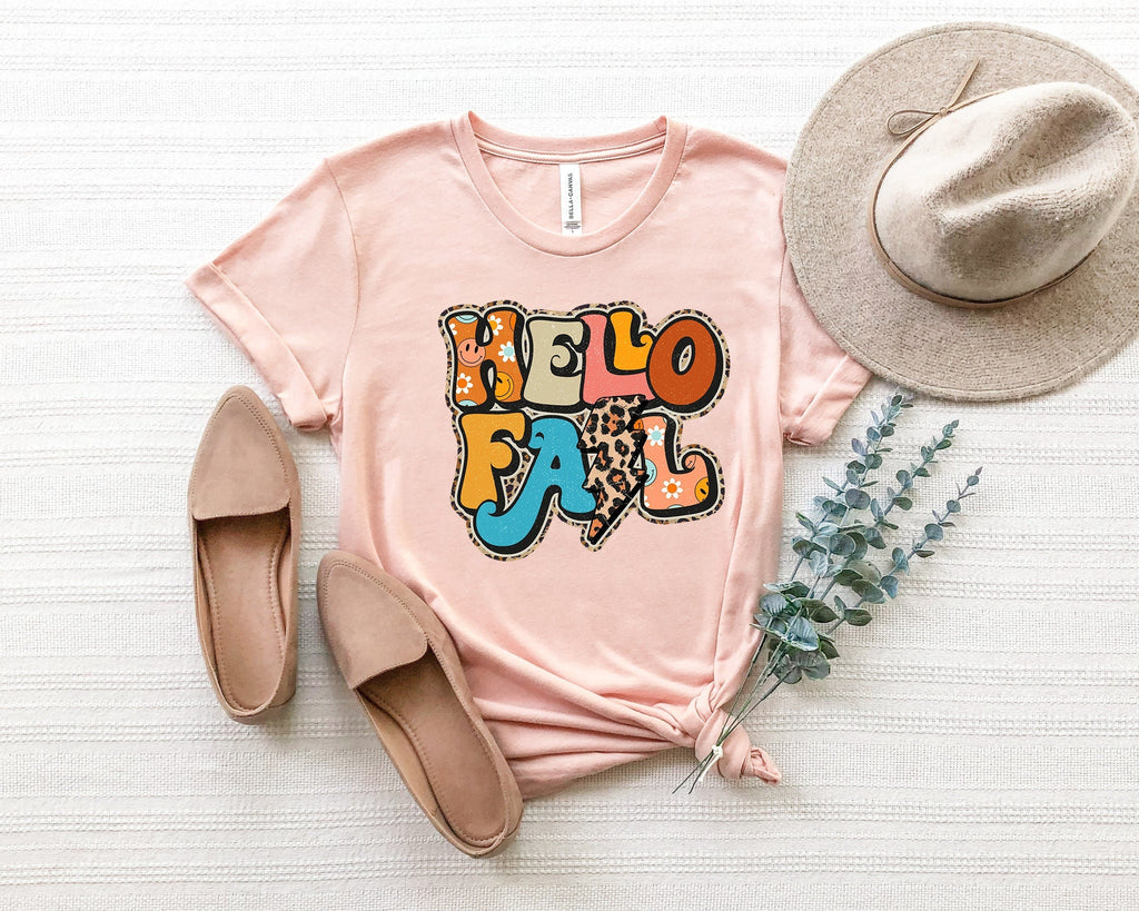 Hello Fall Shirt: Thanksgiving Autumn Graphic Tee