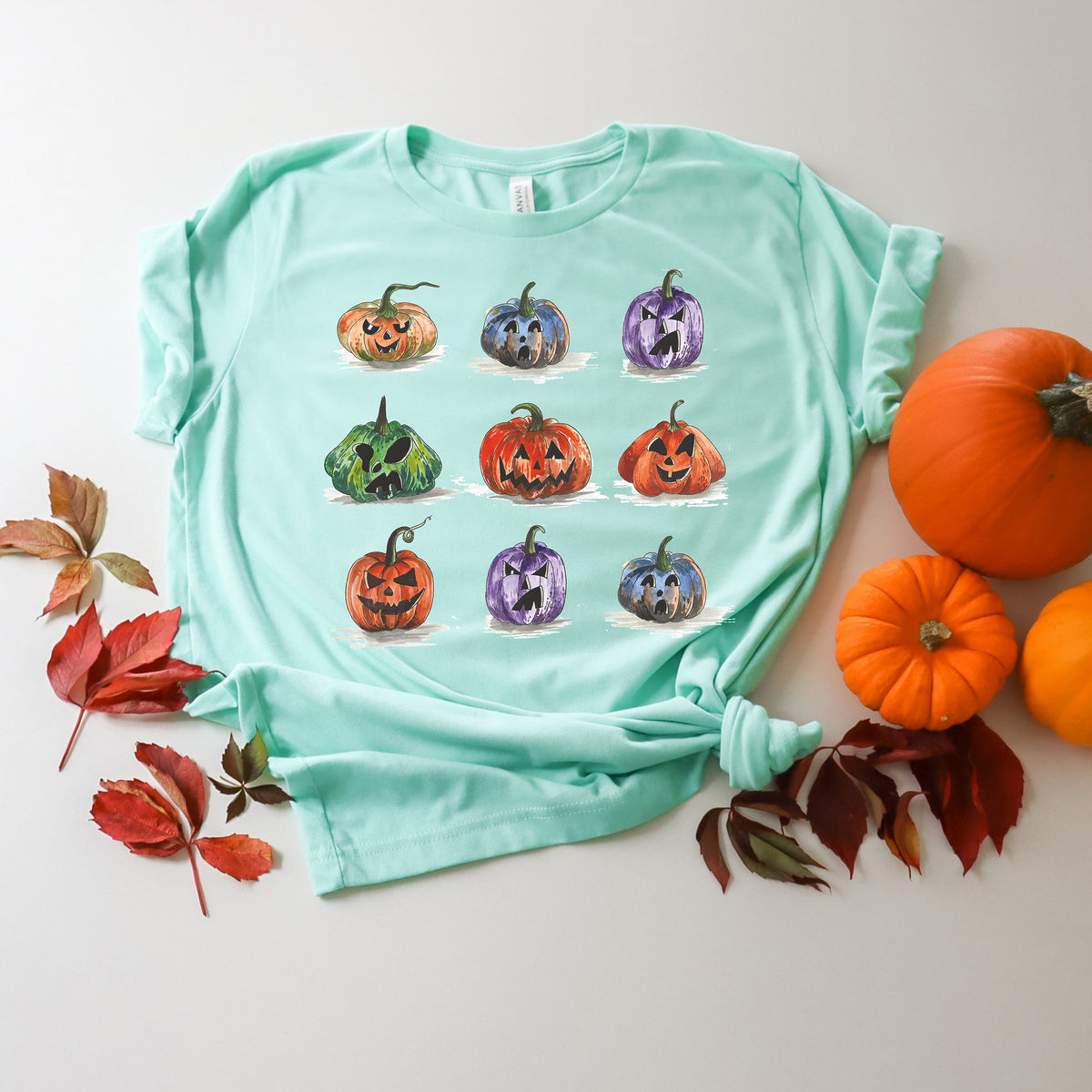 Watercolor Pumpkin T-Shirt: Colorful Halloween Autumn Shirt