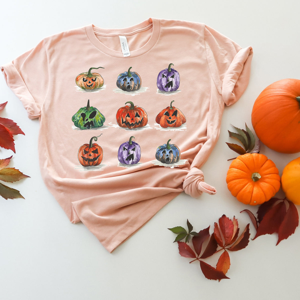 Watercolor Pumpkin T-Shirt: Colorful Halloween Autumn Shirt