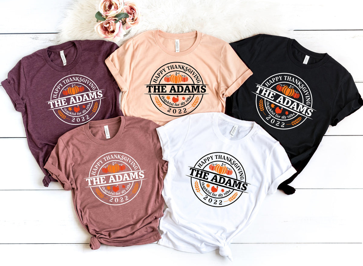 Custom Family Name Thanksgiving Shirts: Matching Cotton Tees