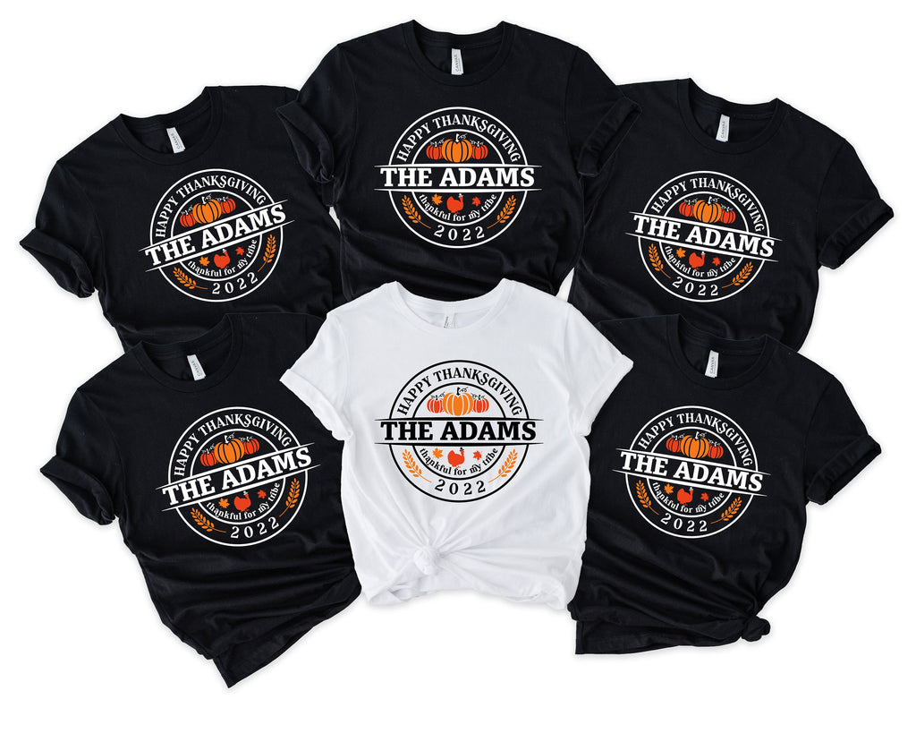 Custom Family Name Thanksgiving Shirts: Matching Cotton Tees