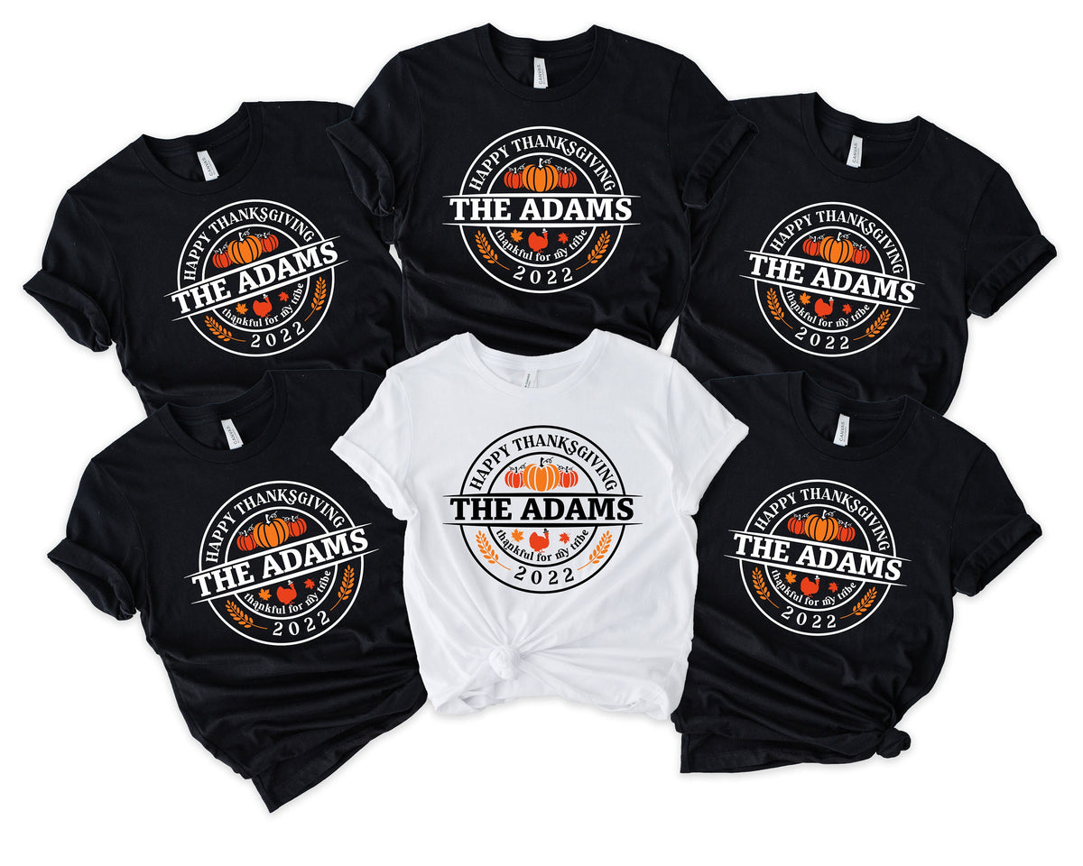 Custom Family Name Thanksgiving Shirts: Matching Cotton Tees