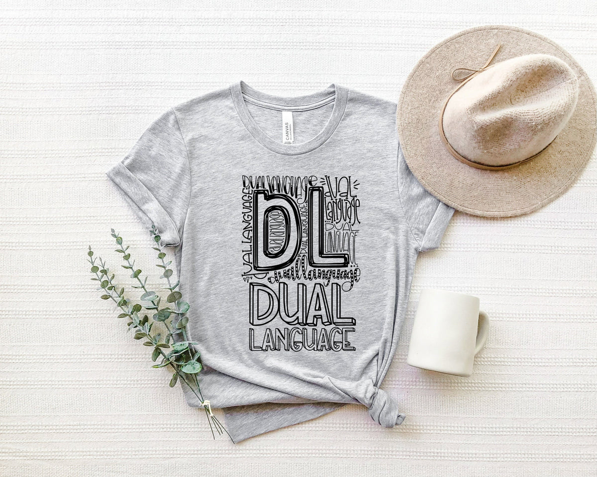 Dual Language Teacher Shirt: Typography Back To School Tee