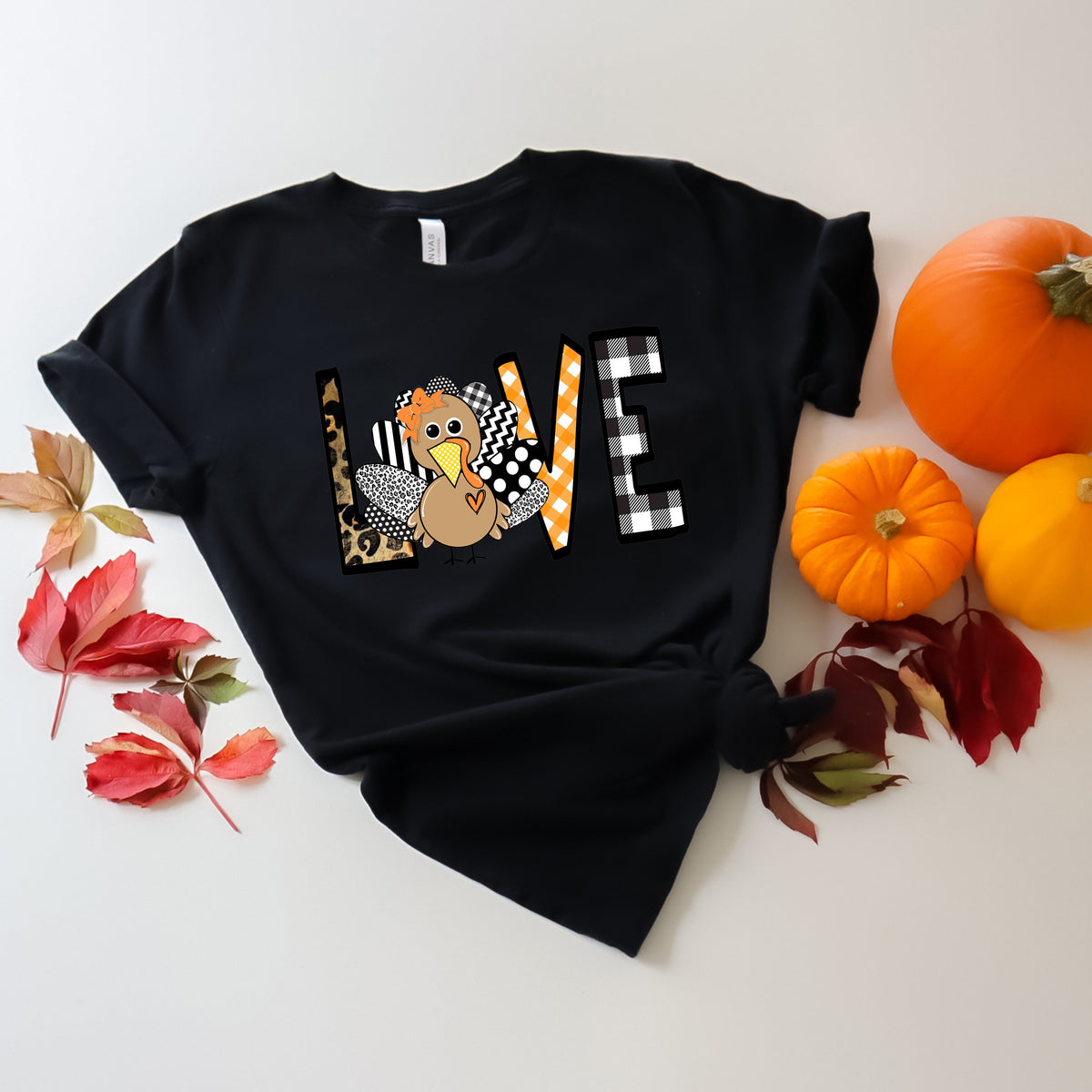 Love Thanksgiving T-Shirt: Thankful Turkey Fall Tee
