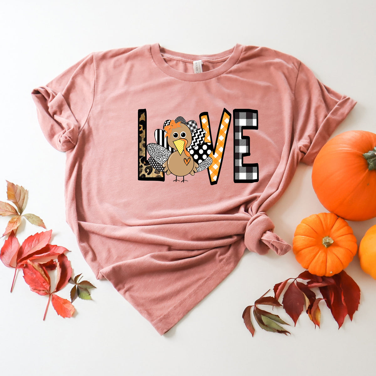 Love Thanksgiving T-Shirt: Thankful Turkey Fall Tee