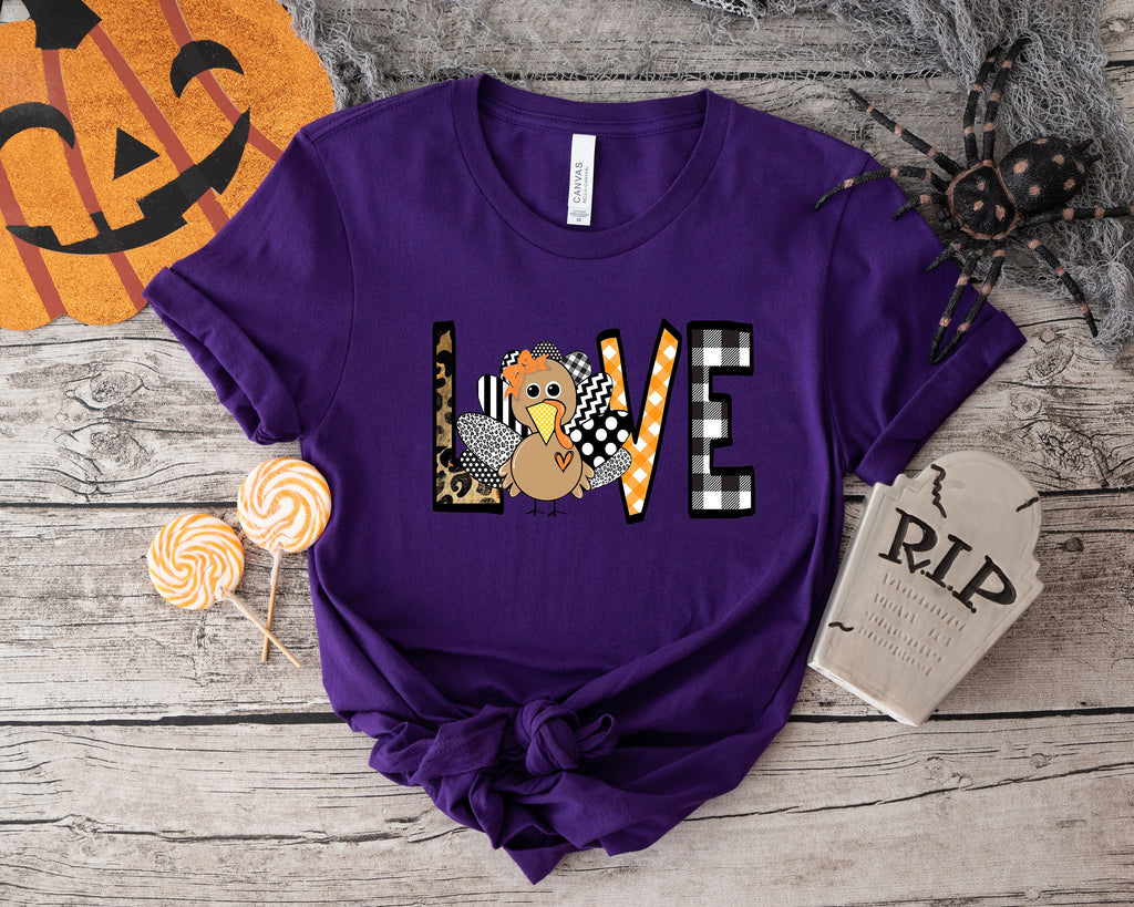Love Thanksgiving T-Shirt: Thankful Turkey Fall Tee