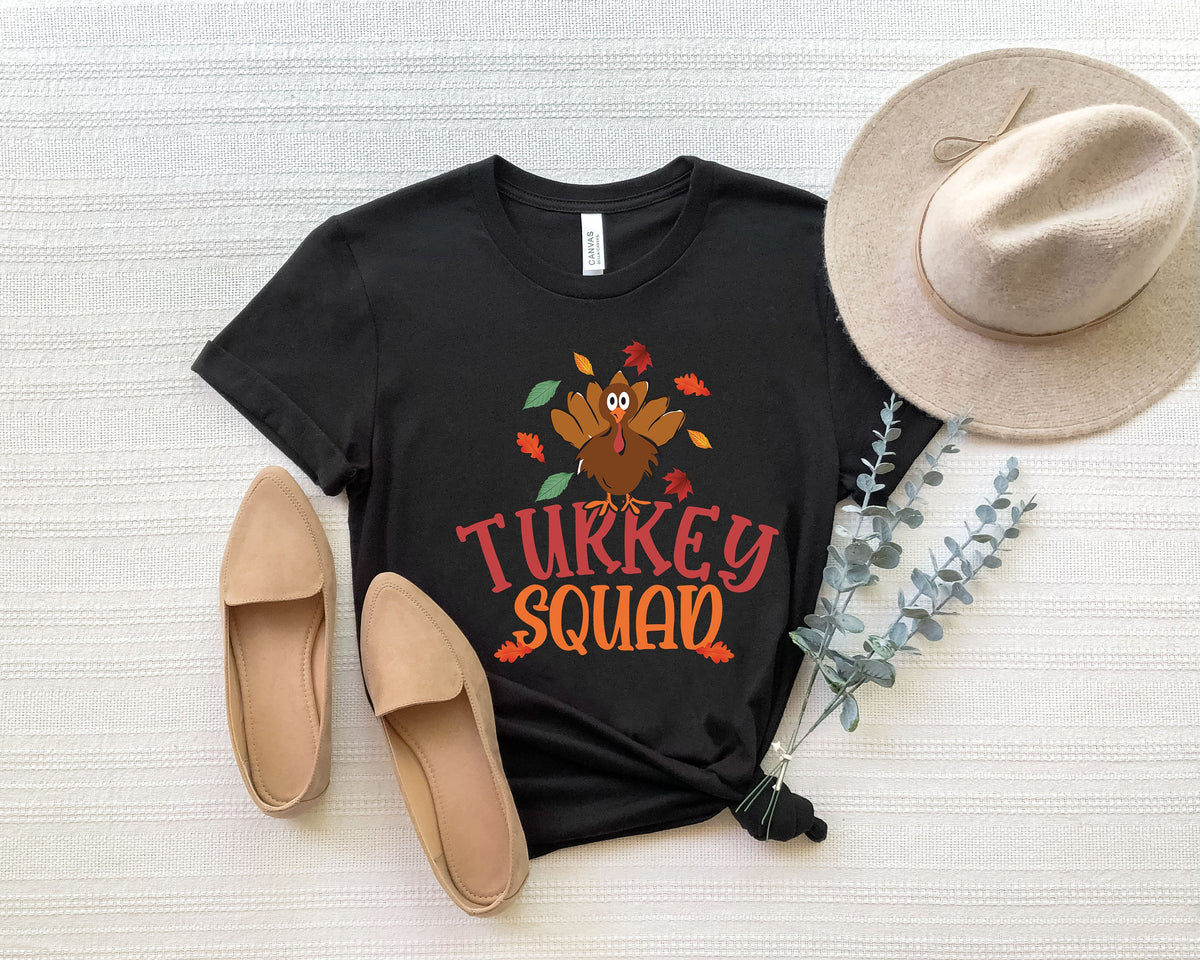 Turkey Squad Thanksgiving T-Shirt: Autumn Family Crew Shirt
