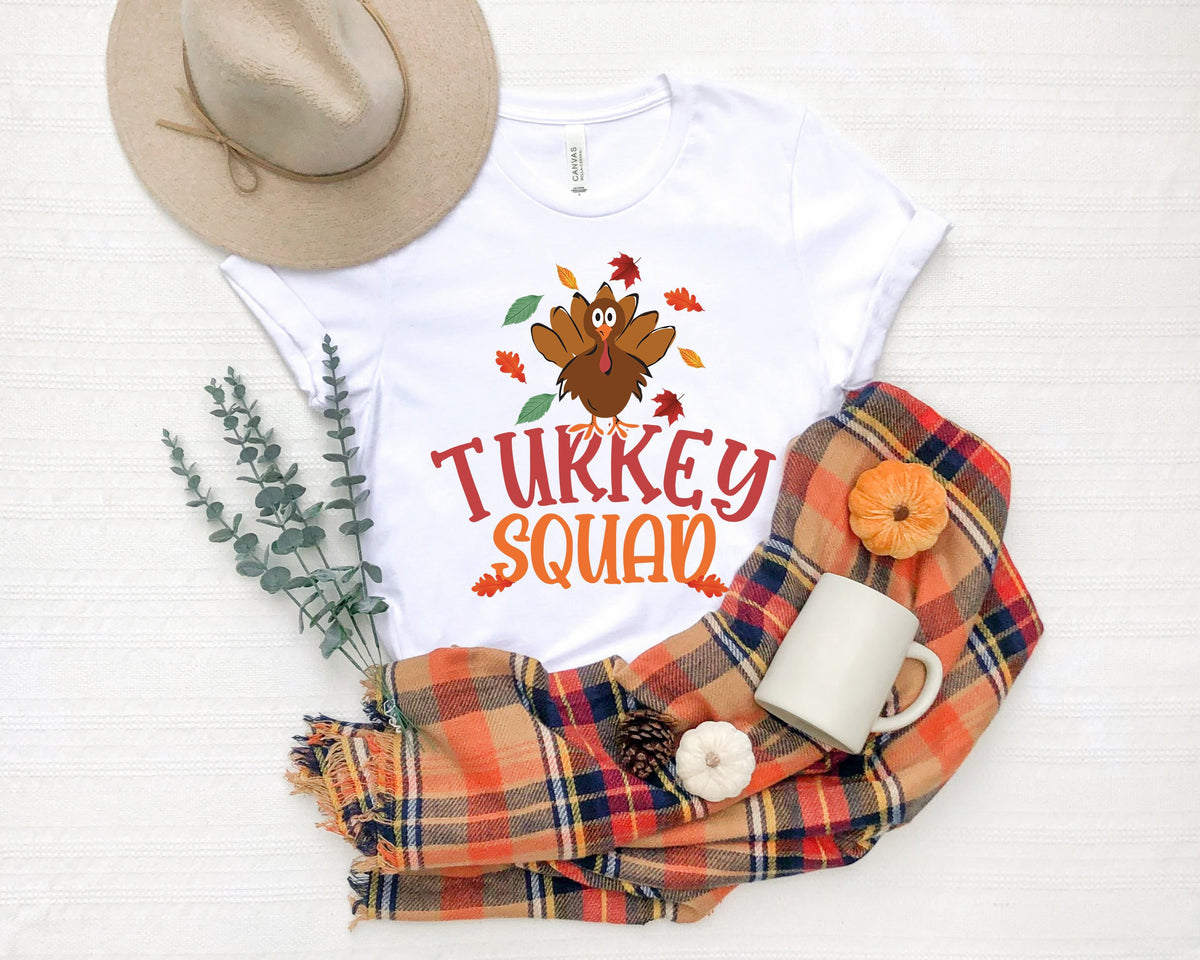 Turkey Squad Thanksgiving T-Shirt: Autumn Family Crew Shirt