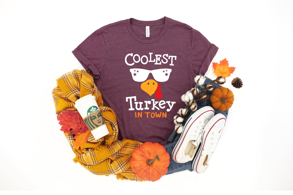 Coolest Turkey in Town Shirt: Thanksgiving Family Matching Tee