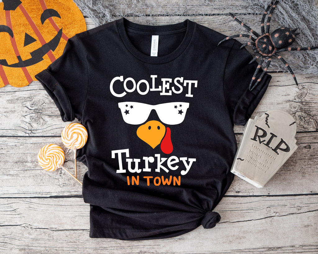 Coolest Turkey in Town Shirt: Thanksgiving Family Matching Tee