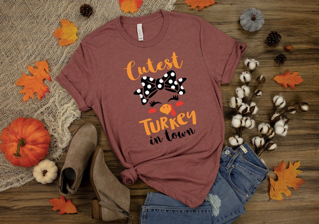 Girls Thanksgiving Shirt: Cutest Turkey in Town, Family Matching