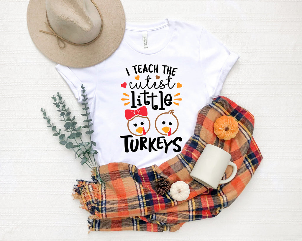 Thankful Teacher Thanksgiving Shirt, Messy Bun Turkey Tee