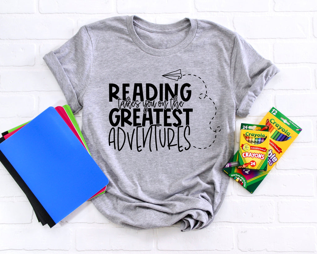 Reading Adventures Shirt: Teacher Classroom Library Tee
