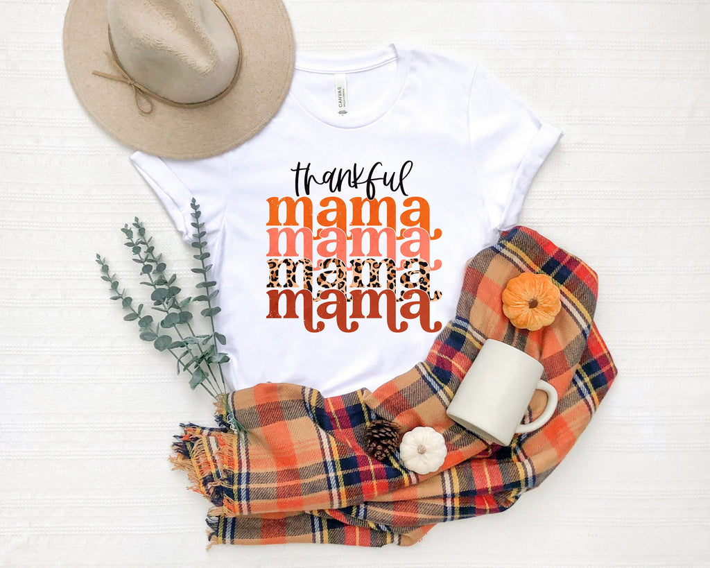 Thankful Mama Shirt, Thanksgiving Autumn Women's Tee