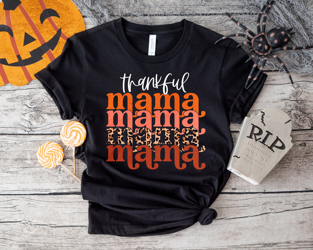 Thankful Mama Shirt, Thanksgiving Autumn Women's Tee