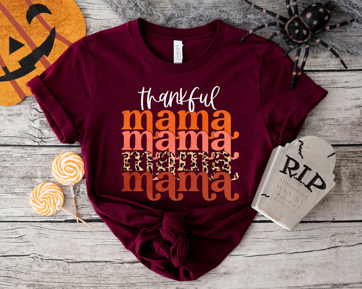 Thankful Mama Shirt, Thanksgiving Autumn Women's Tee