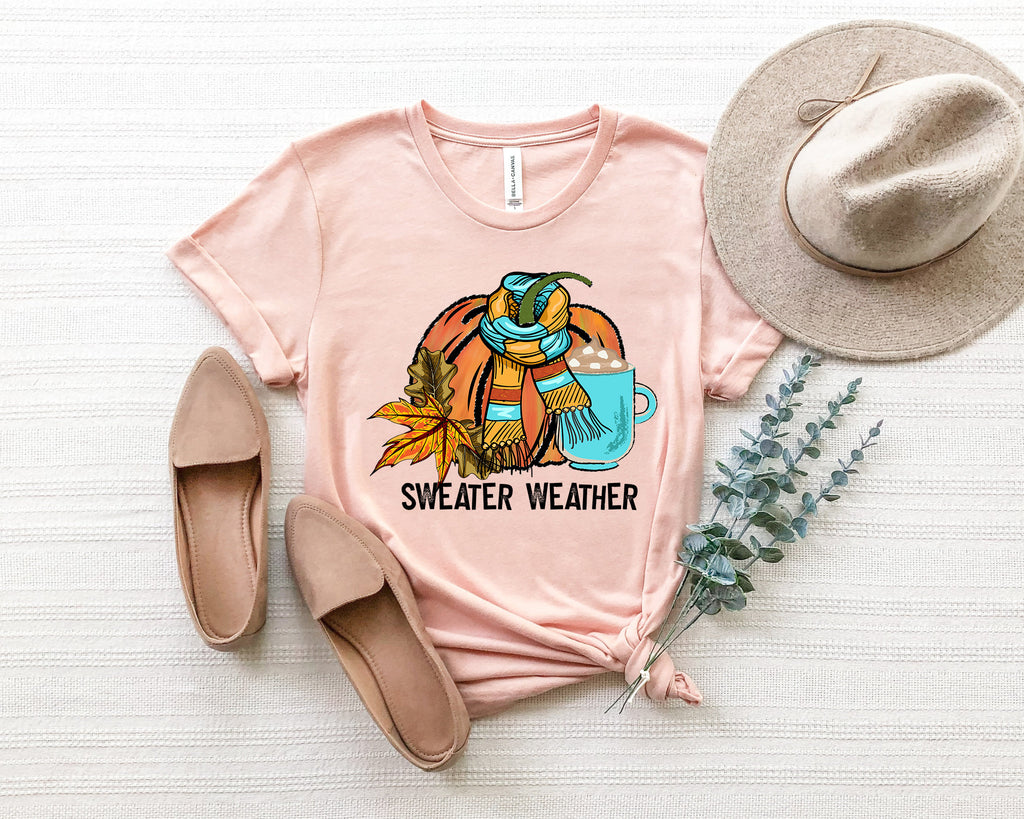 Sweater Weather Shirt: Fall Thanksgiving Pumpkin Tee