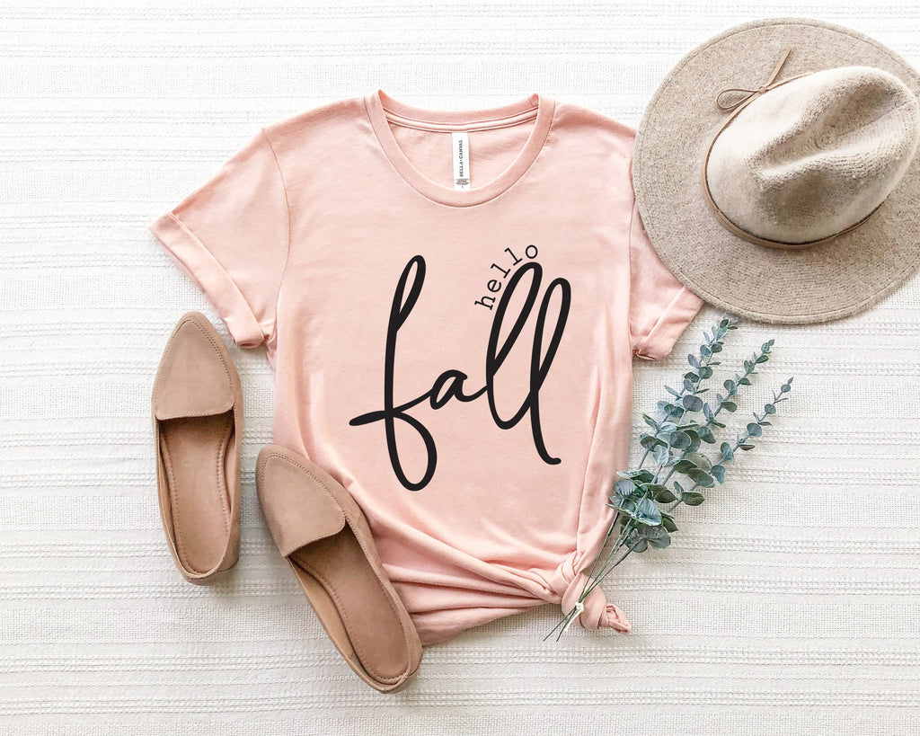 Hello Fall Shirt: Thanksgiving Autumn Women's Tee