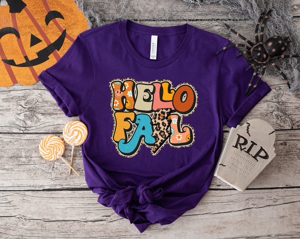 Hello Fall Shirt: Thanksgiving Autumn Graphic Tee