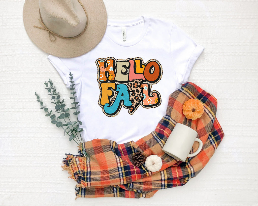 Hello Fall Shirt: Thanksgiving Autumn Graphic Tee