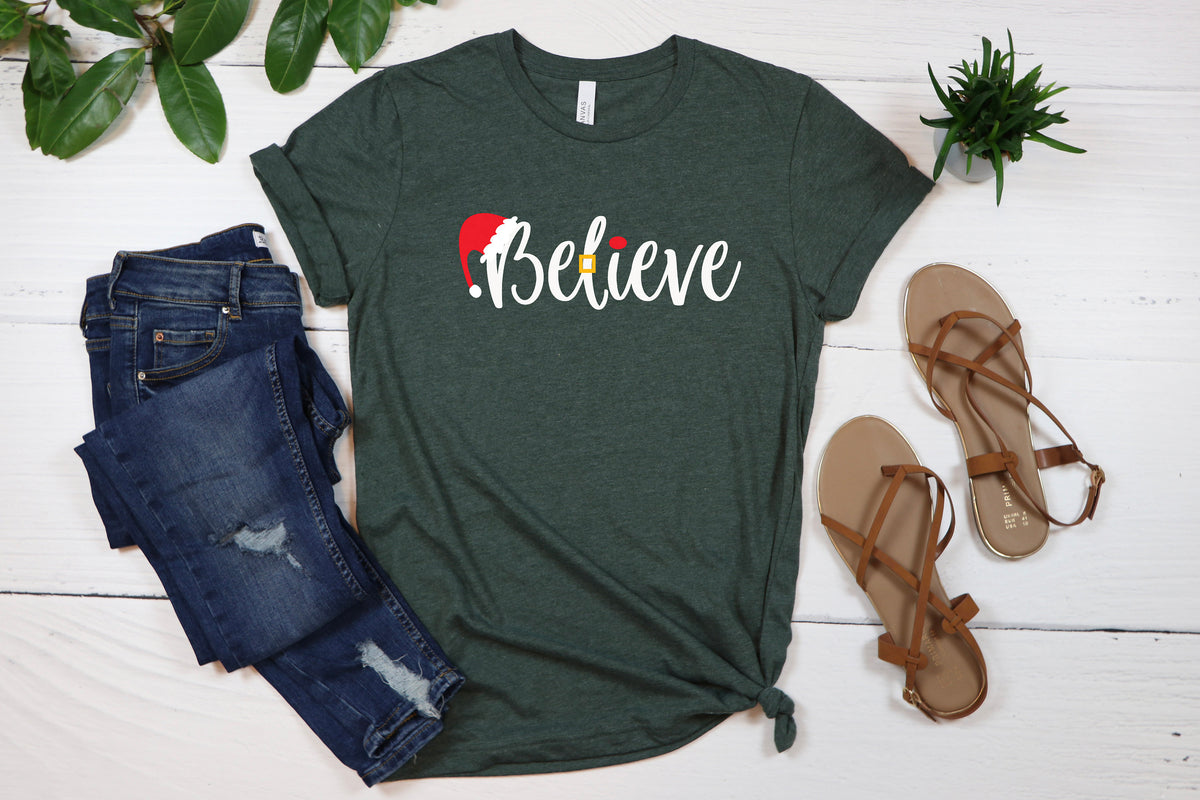 Believe Christmas Shirt: AirLume Cotton Holiday Tee
