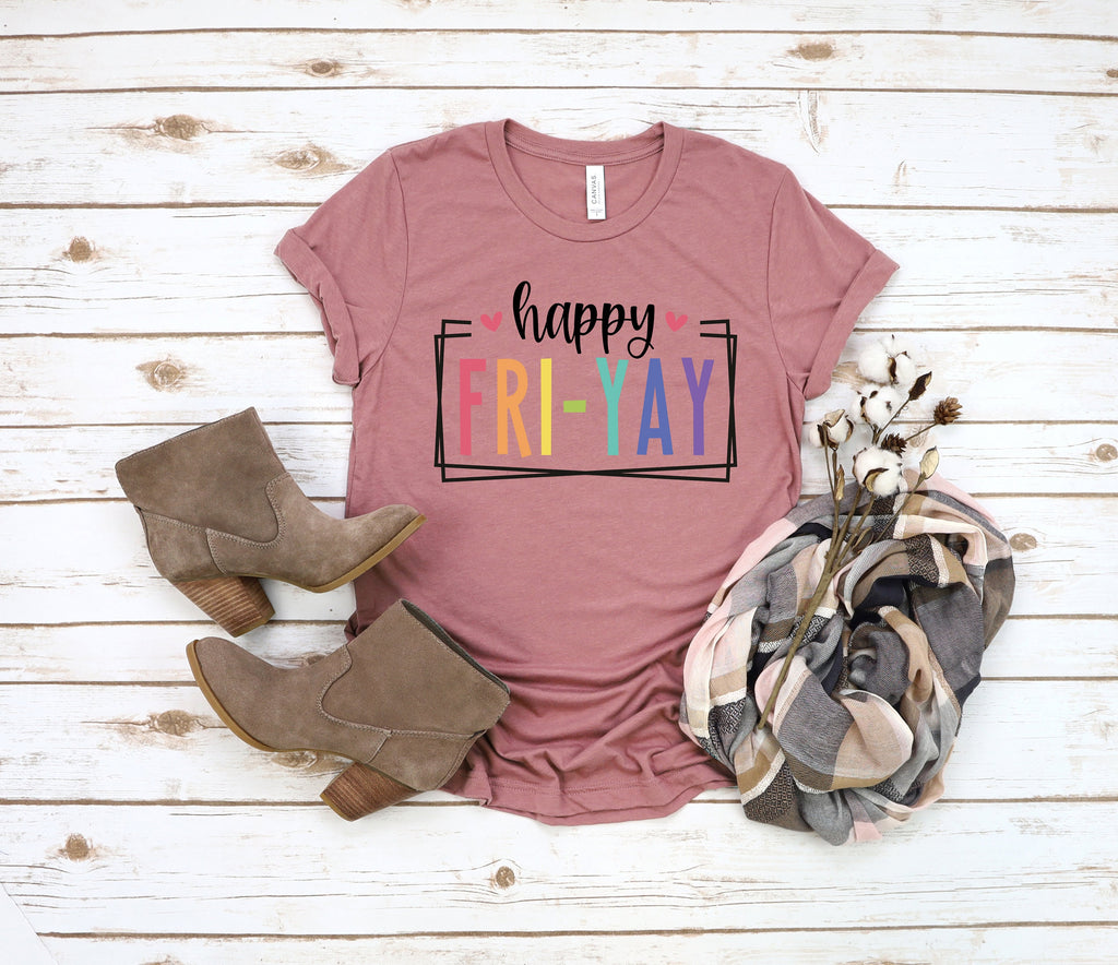 Happy FRI-YAY Teacher Shirt: TGIF Weekend Tee