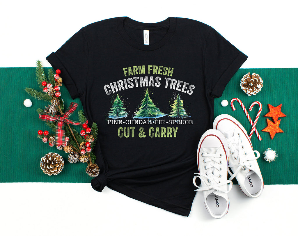 Farm Fresh Christmas Trees T-Shirt: Red Truck Family Tee