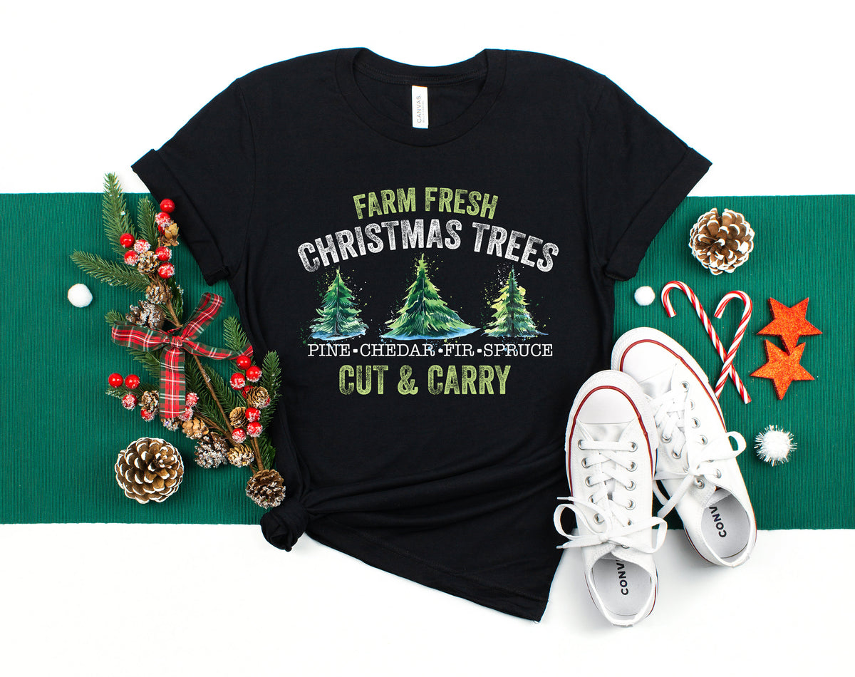 Farm Fresh Christmas Trees T-Shirt: Red Truck Family Tee