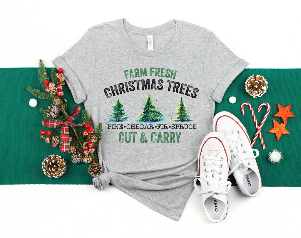 Farm Fresh Christmas Trees T-Shirt: Red Truck Family Tee