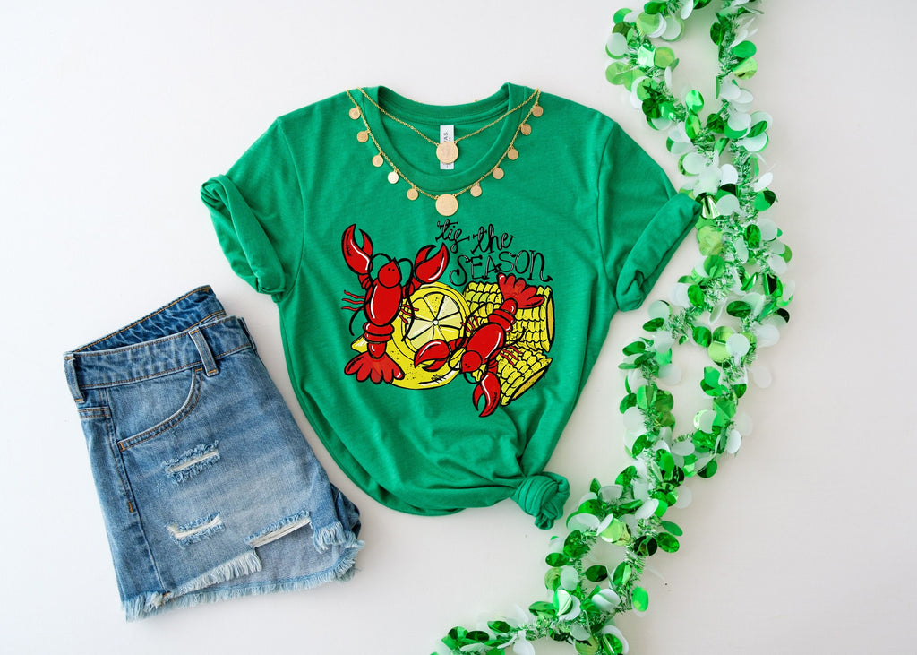 Crawfish Mardi Gras T-Shirt: Louisiana Fleur de Lis Tee