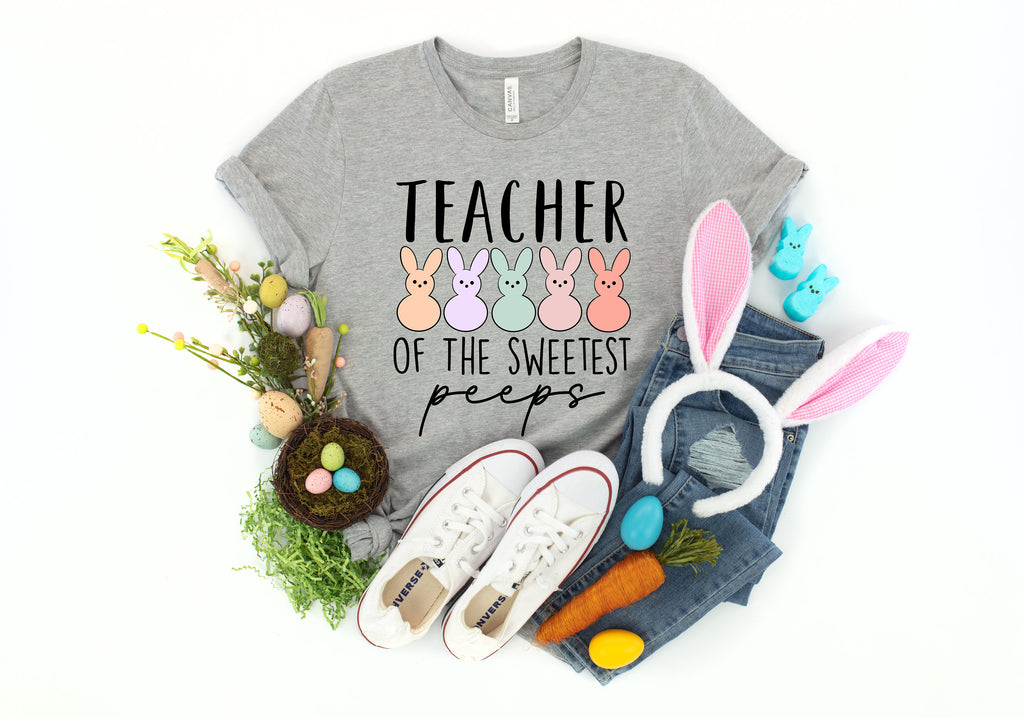 Teacher Easter Shirt, Cute Peeps Graphic Tee