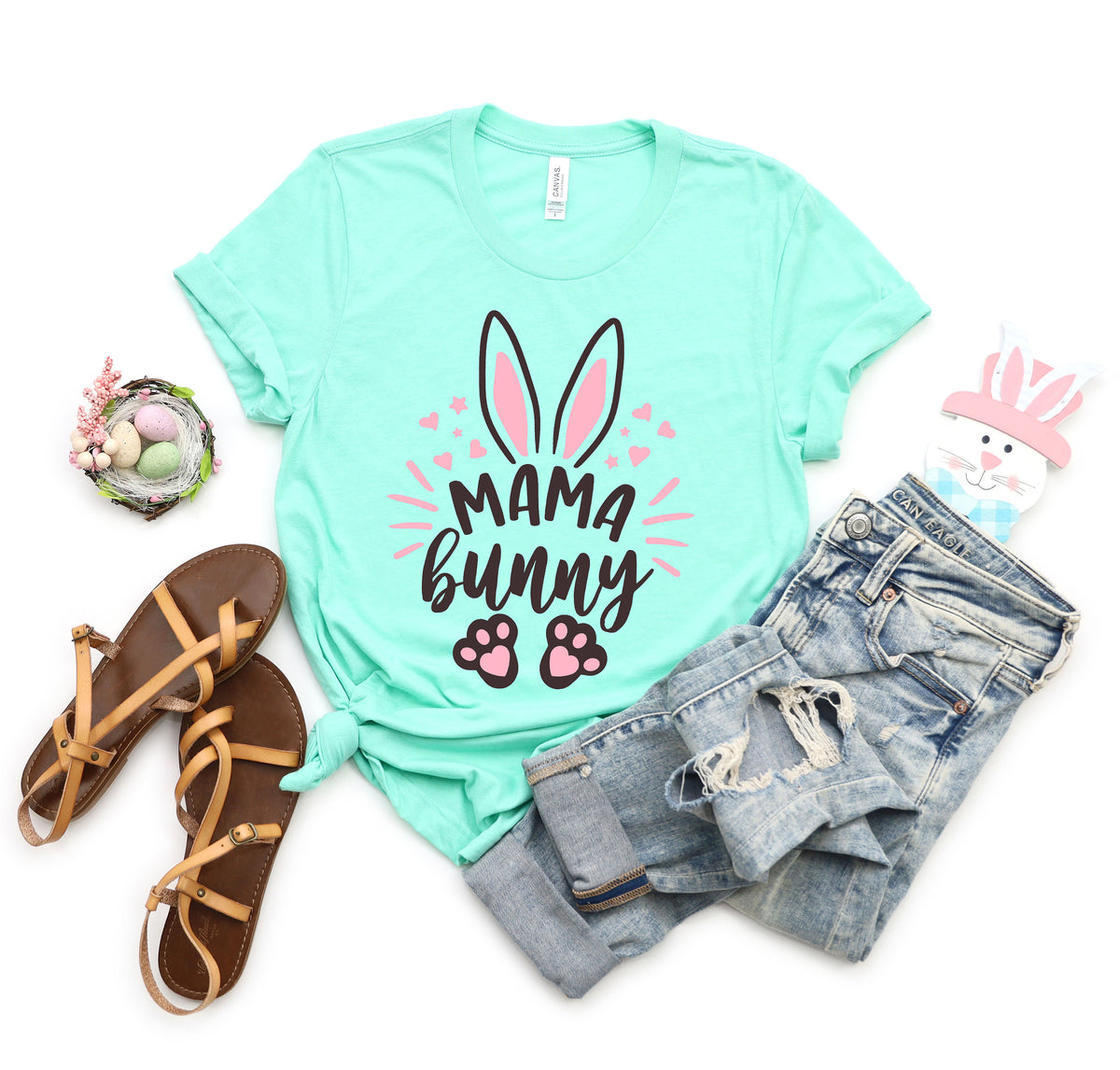 Mama Bunny Easter T-Shirt: Mom Bunny Party Outfit