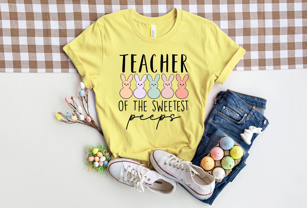 Teacher Easter Shirt, Cute Peeps Graphic Tee