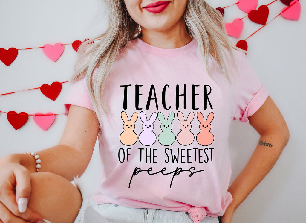 Teacher Easter Shirt, Cute Peeps Graphic Tee