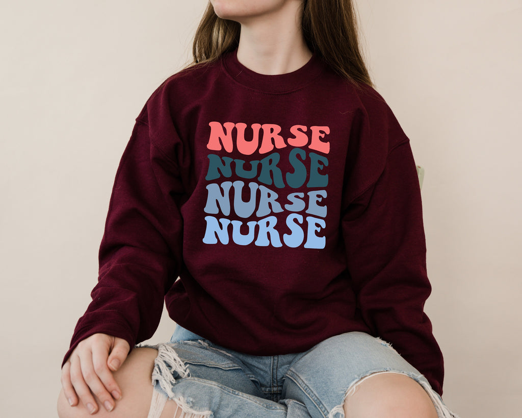 Retro Nurse Sweatshirt: Groovy RN Crewneck, Nursing School Gift