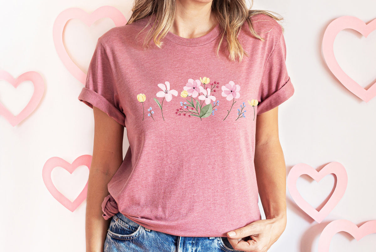 Watercolor Flowers T-Shirt: Modern Botanical Design
