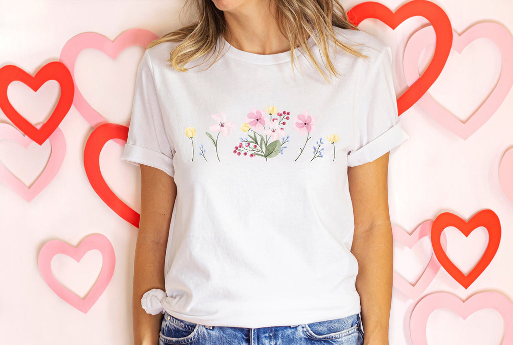 Watercolor Flowers T-Shirt: Modern Botanical Design