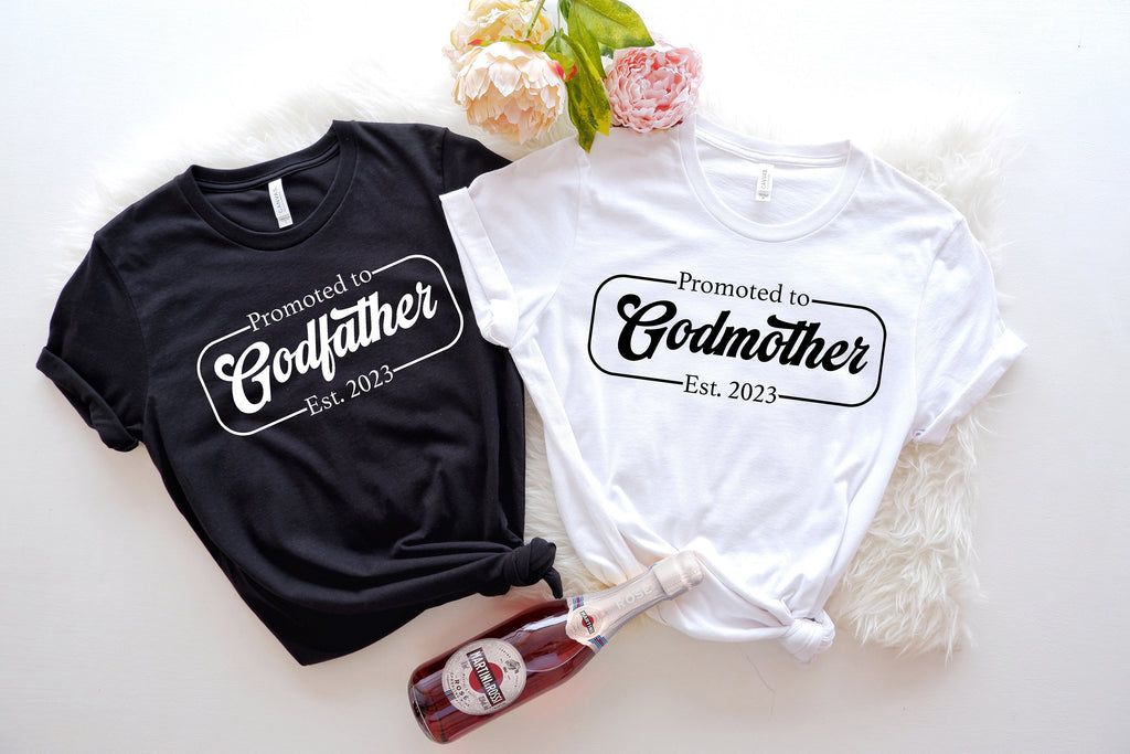 Godmother Godfather Matching Shirts: Gender Reveal Baptism Gift