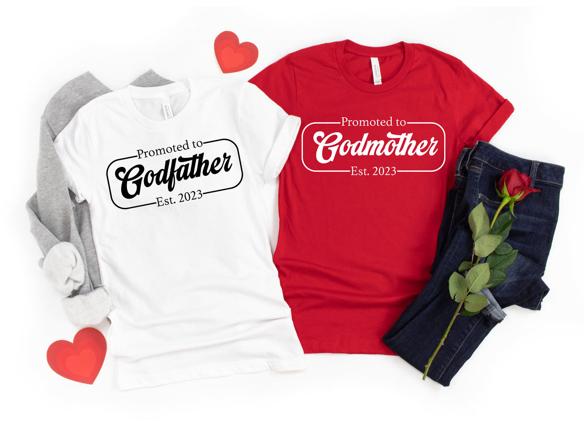 Godmother Godfather Matching Shirts: Gender Reveal Baptism Gift
