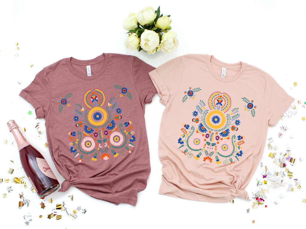 Botanical Shirt: Scandinavian Folk Art Floral Tee