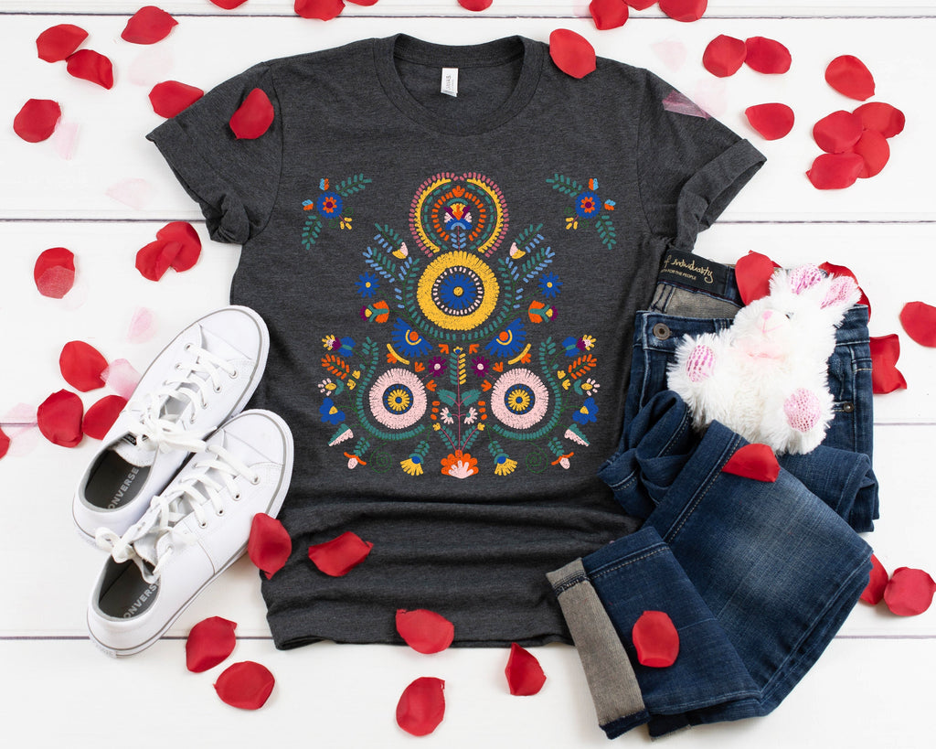 Botanical Shirt: Scandinavian Folk Art Floral Tee