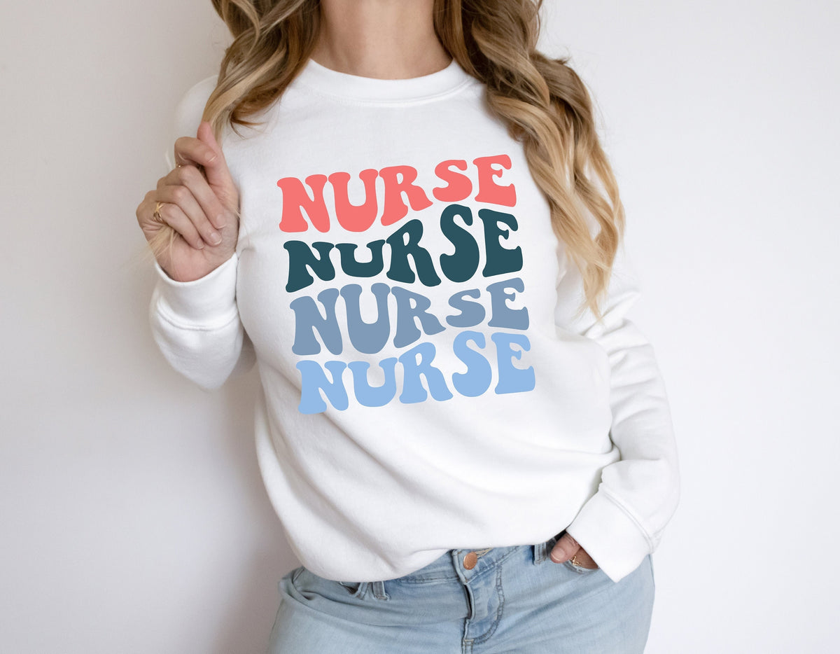 Retro Nurse Sweatshirt: Groovy RN Crewneck, Nursing School Gift
