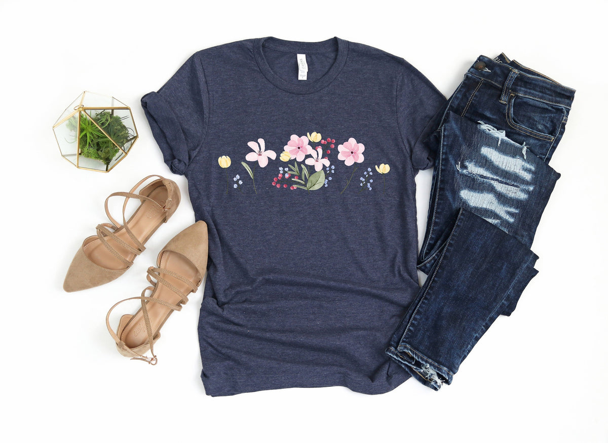 Watercolor Flowers T-Shirt: Modern Botanical Design