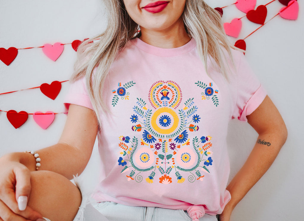 Botanical Shirt: Scandinavian Folk Art Floral Tee