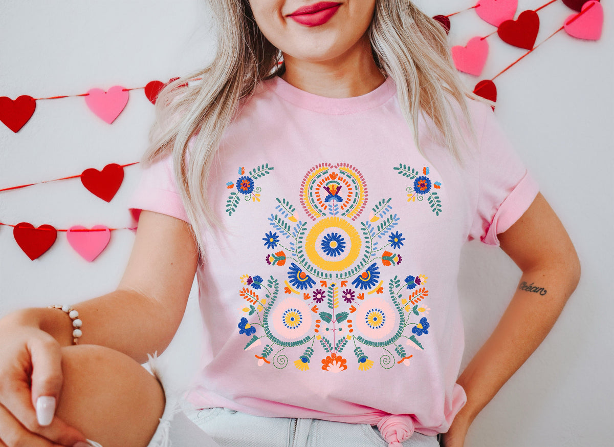 Botanical Shirt: Scandinavian Folk Art Floral Tee